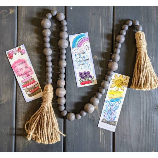 A reader lives a thousand lives Watercolor waterproof bookmarks